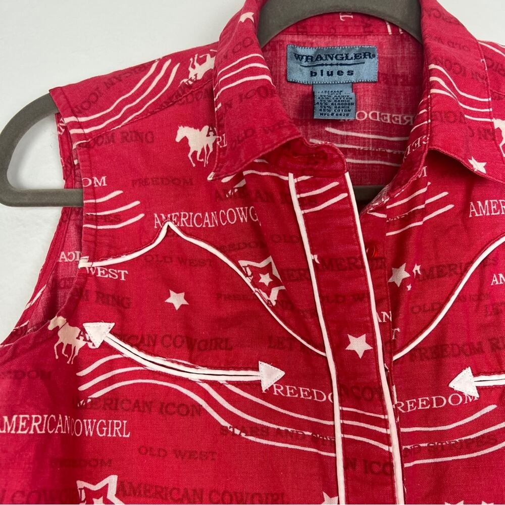 Wrangler Blues | Western Shirt Vintage American Cowgirl Red White Festival M - Picture 2 of 12